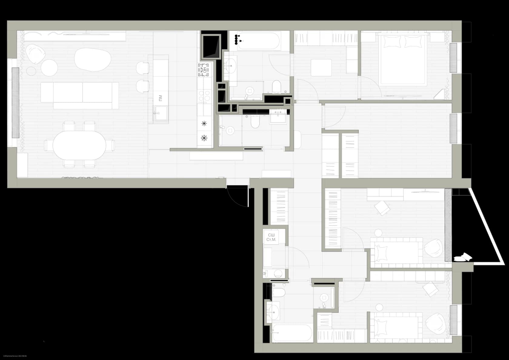 Планировочное решение квартиры One Trinity Place