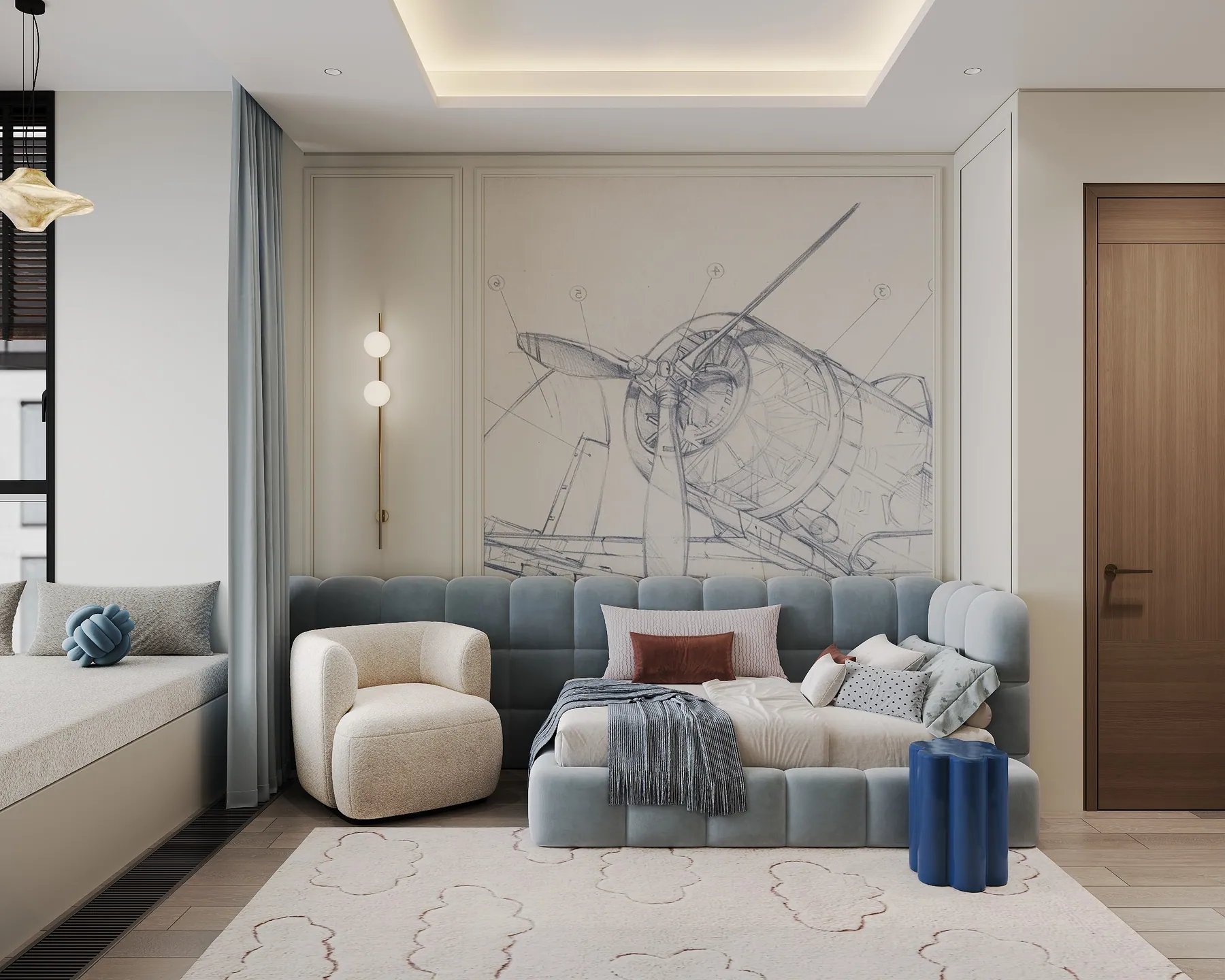 Комната Демида в квартире «One Trinity Place»